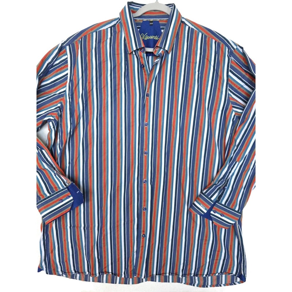 Visconti Shirt Mens 2XL Blue Multicolor Stripe Long Sleeve Button Front Casual